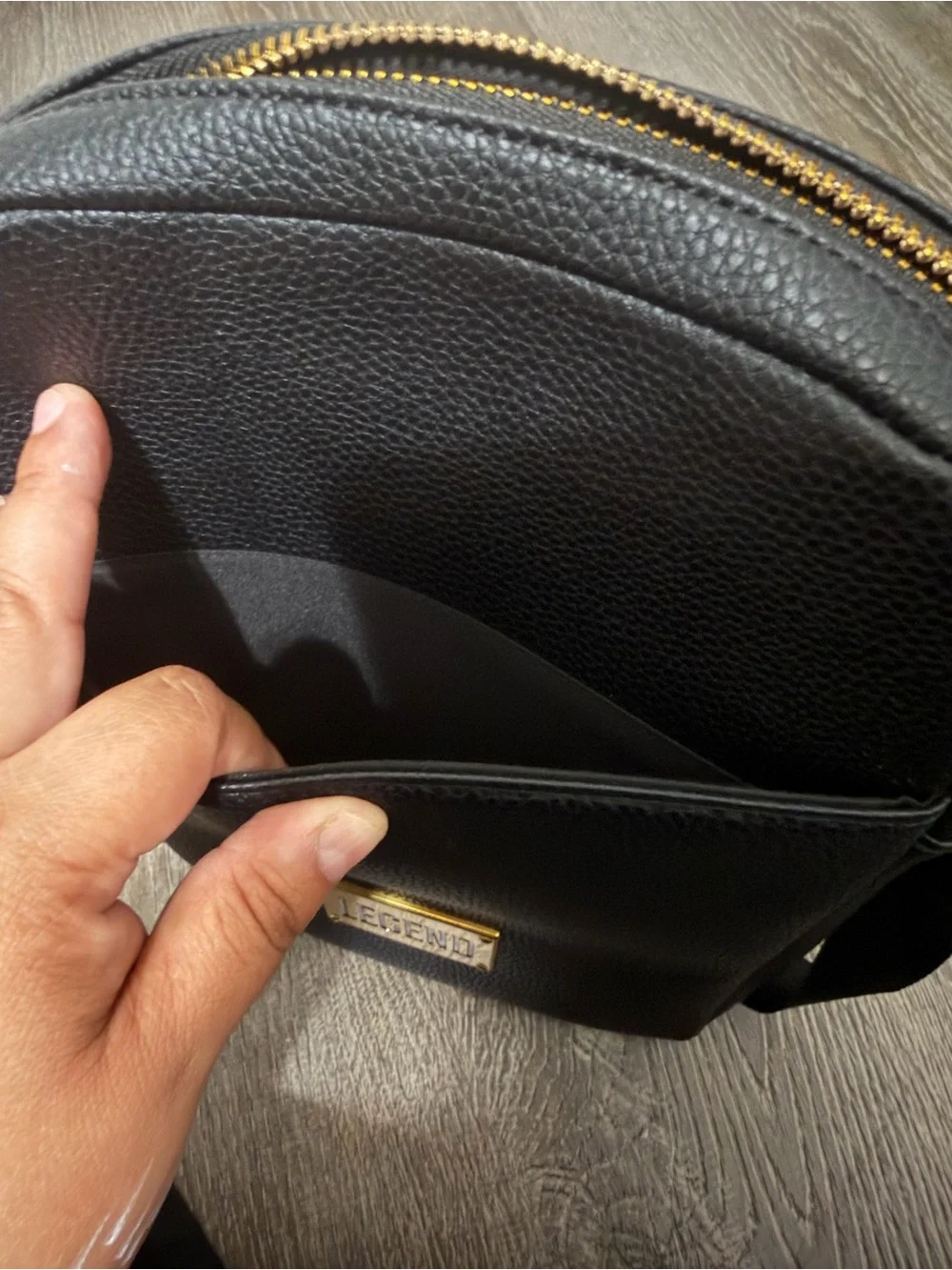 LEGEND Black Pebbled Crossbody Bag for Men